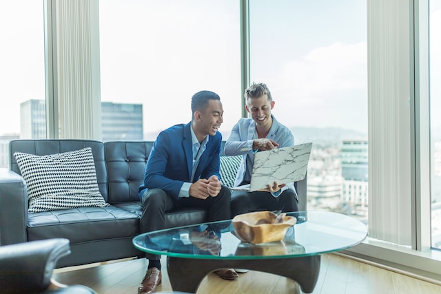 Certified business intermediary showing their client the opportunity