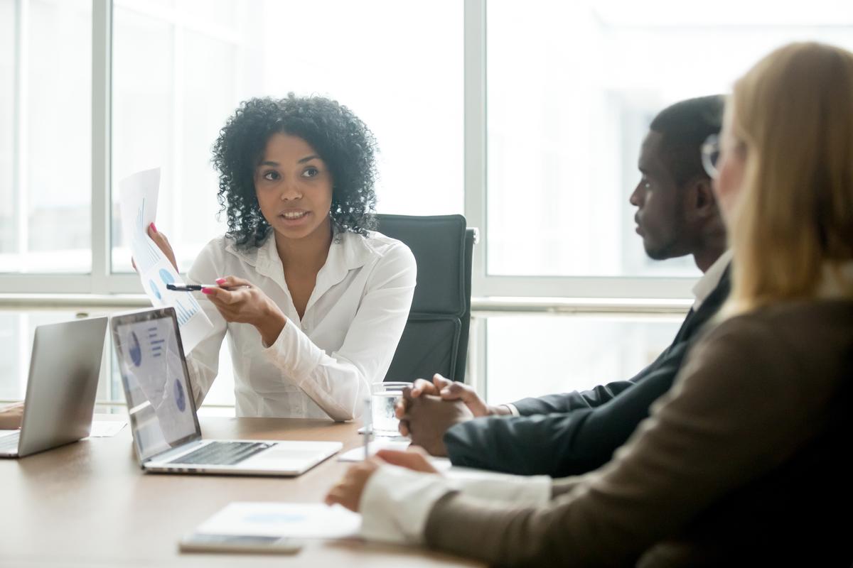 Women describing the business