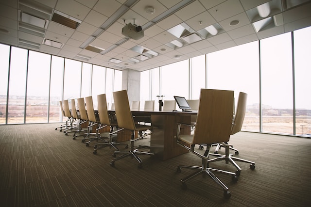 Minimalist boardroom on a business 